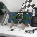 MacInnes clan crest tartan novelty license plate — Ghìft Dhe Agus An Righ on aluminium 12x6