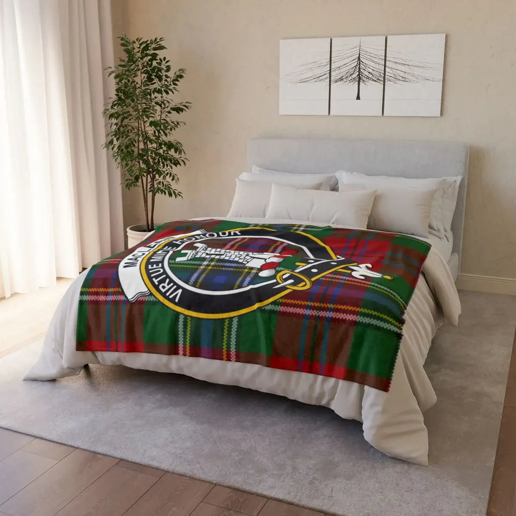 MacLean clan crest vibrant tartan design throw blanket — 100% polyester