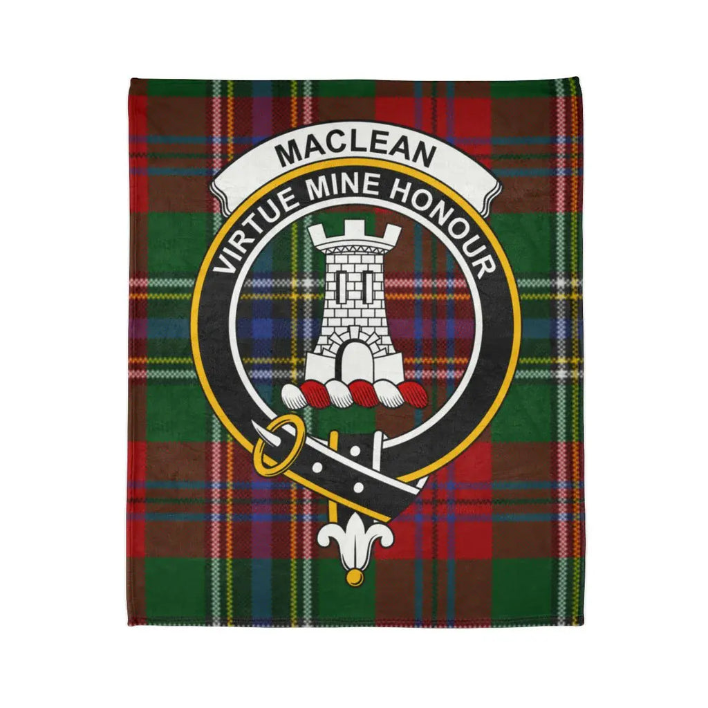 MacLean Virtue Mine Honour clan crest tartan throw blanket — 50x60 polyester