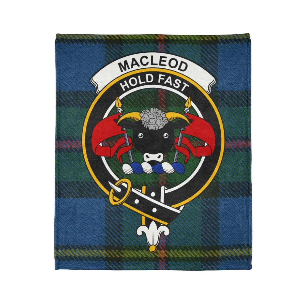 MacLeod Hold Fast clan crest plaid design throw blanket — 50x60 polyester