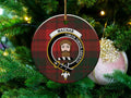 MacNab clan crest tartan ceramic ornament — Timor Omnis Abesto double-sided 3-inch round