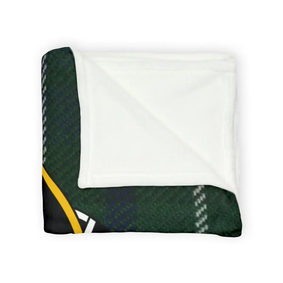 MacNeil printed tartan throw blanket in clan colours — full 50x60 inch size with crest design