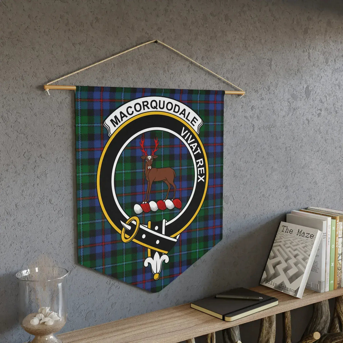 Macorquodale Viva Rex Clan Crest Wall Banner