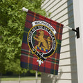 Clan MacPherson tartan garden flag displayed outdoors — 12x18 inch poly poplin-canvas with cat crest