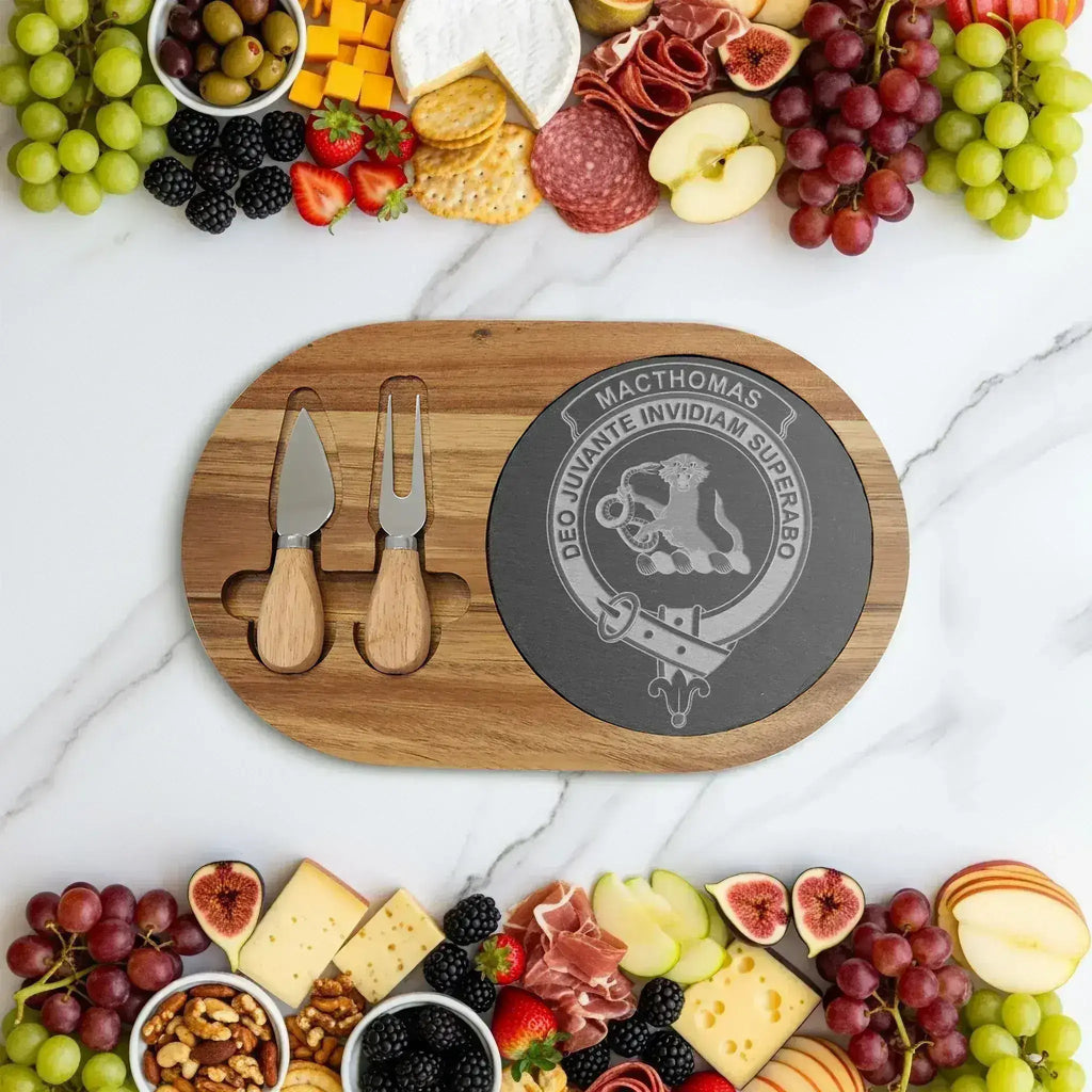 Personalized MacThomas Crest Round Cheese Board product