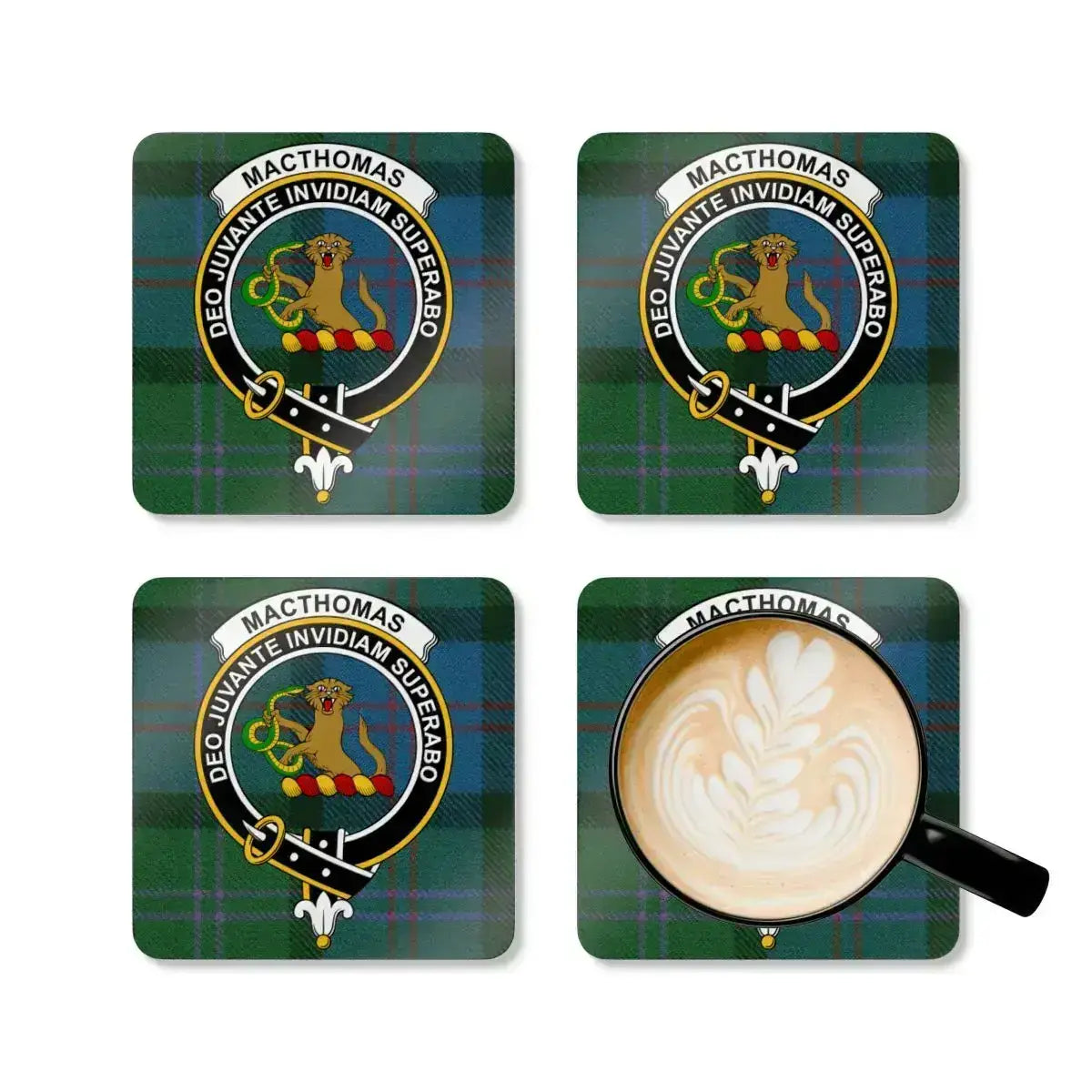 MacThomas Clan Crest Tartan Coaster Set product