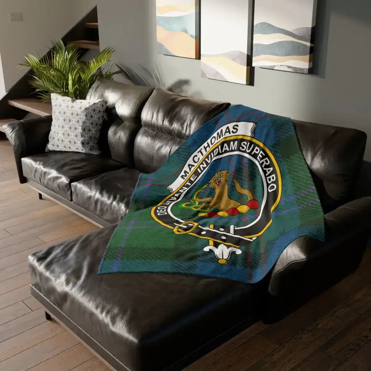 Highland MacThomas Clan Crest Tartan Throw Blanket