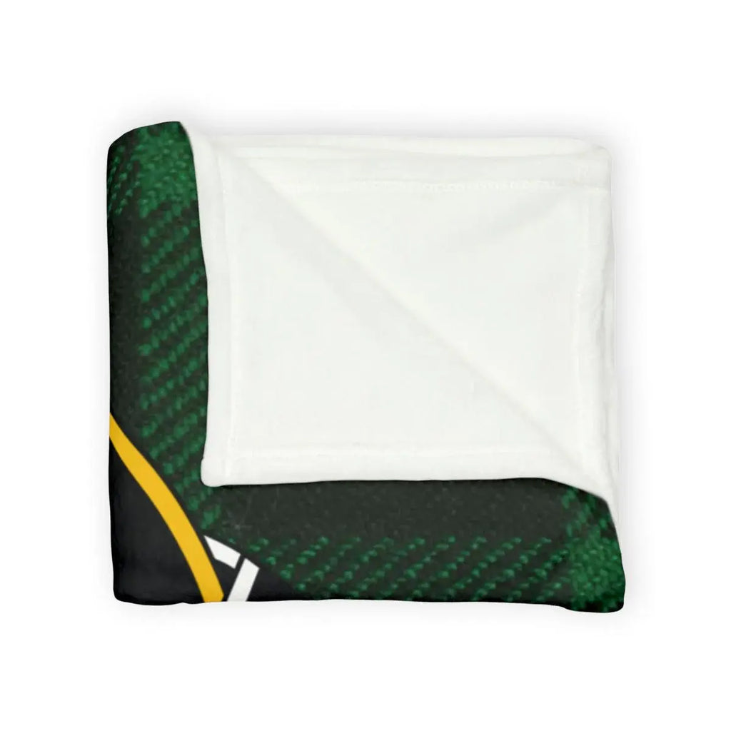 MacArthur clan tartan throw blanket — clan colours with crest, lightweight polyester