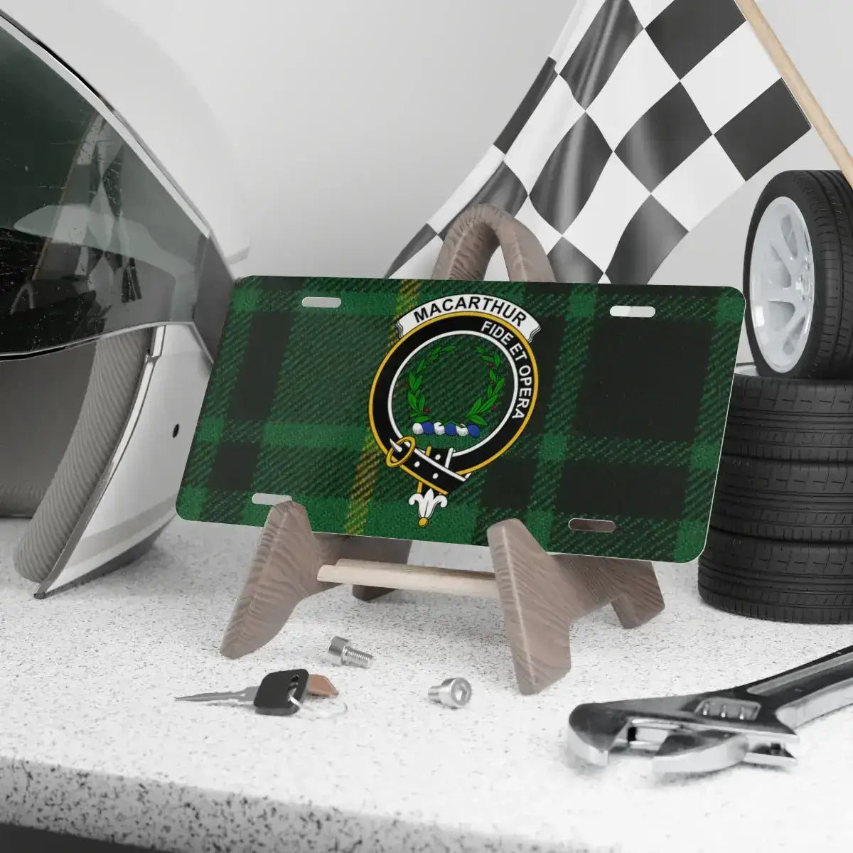 Macarthur Clan Crest Tartan License Plate product
