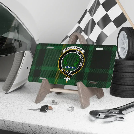 Macarthur Clan Crest Tartan License Plate product