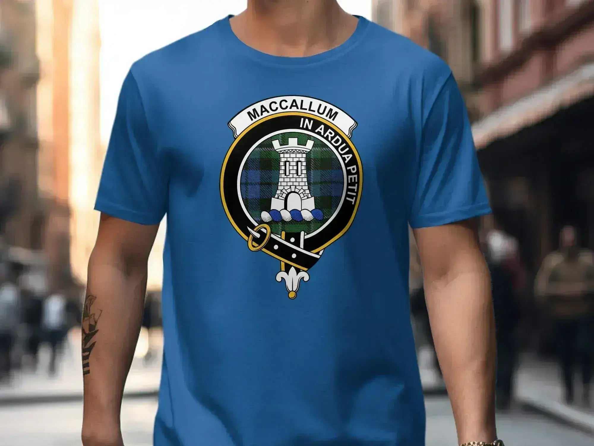MacCallum tartan crest t-shirt — unisex fit, front print detail