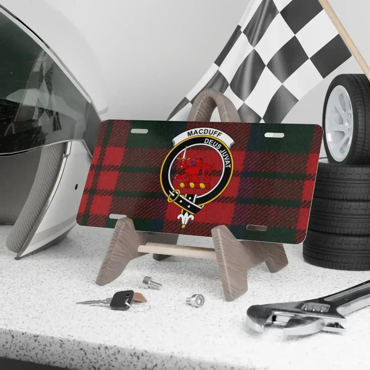 Macduff Deus Juvat Red Tartan License Plate product