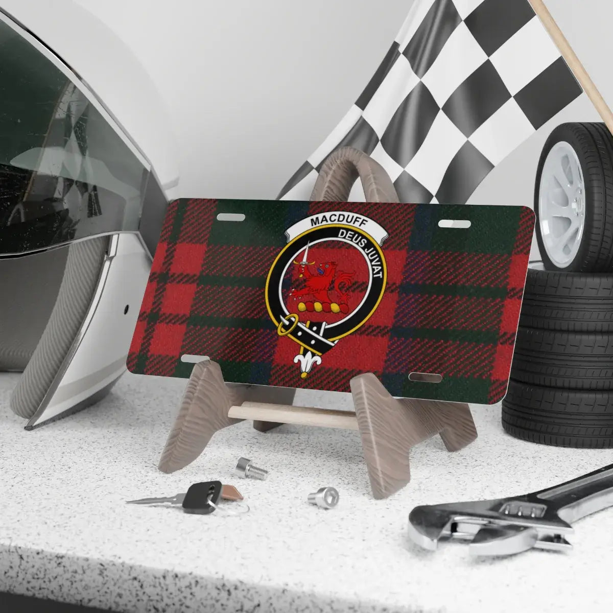 Macduff Deus Juvat Red Tartan License Plate product