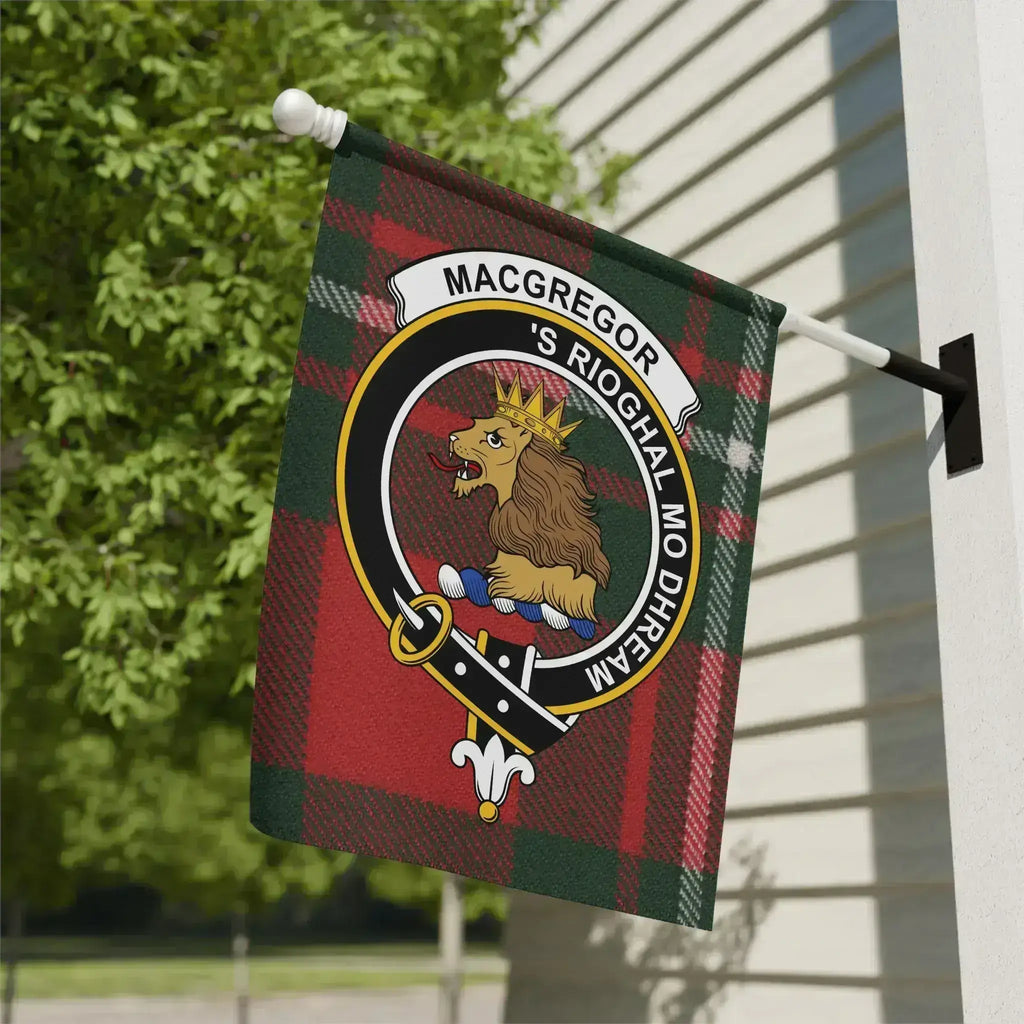 MacGregor lion tartan clan crest garden flag 12x18 inches — poly poplin-canvas outdoor display