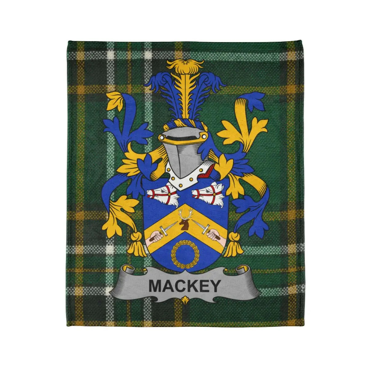 Mackey Family Crest with Tartan Background Product
