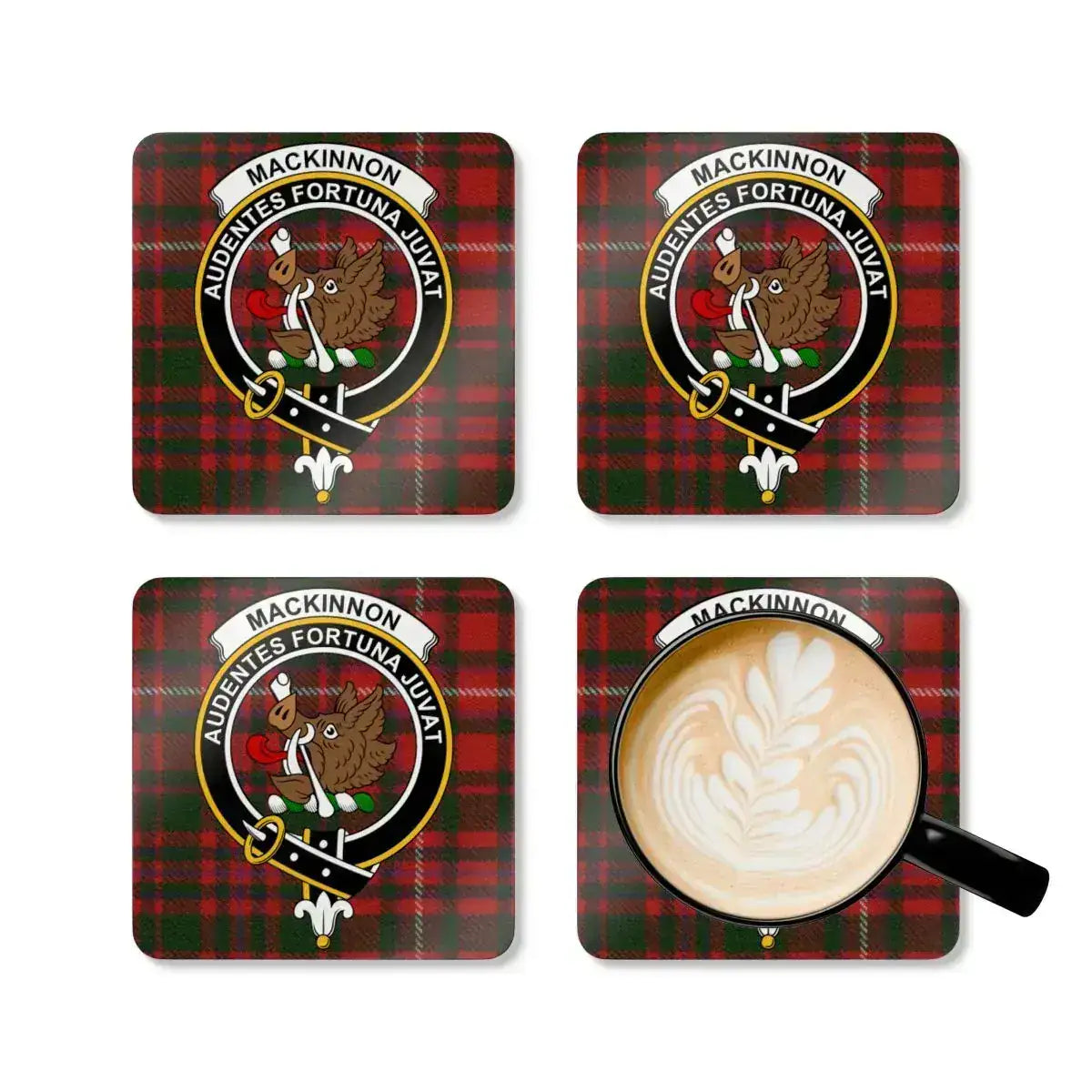 Personalized Scottish Clan Crest MacKinnon Coaster Set product type