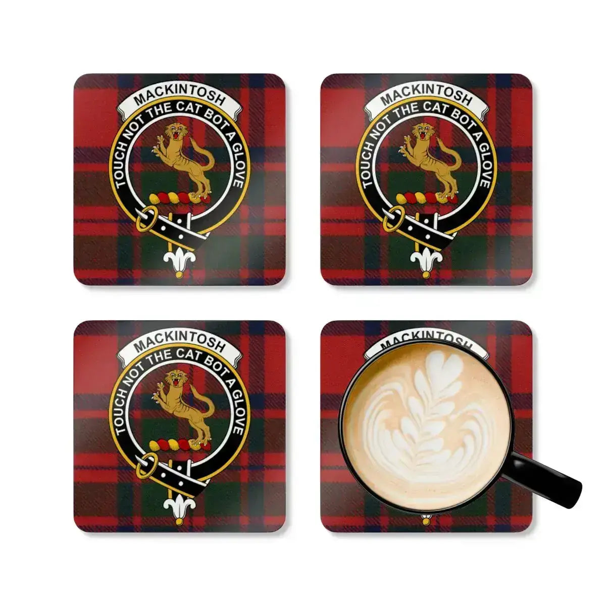 Mackintosh Crest Red Plaid Coaster Set product
