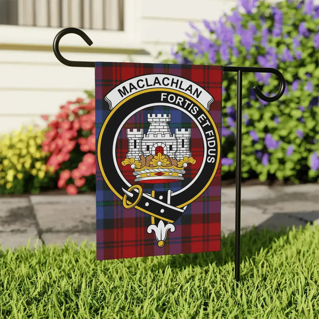 MacLachlan Fortis et Fidus tartan clan crest garden flag 24x32 inches — outdoor display