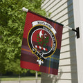 MacLaine Vincere Vel Mori clan crest tartan garden flag 12x18 inches — poly poplin-canvas outdoor display