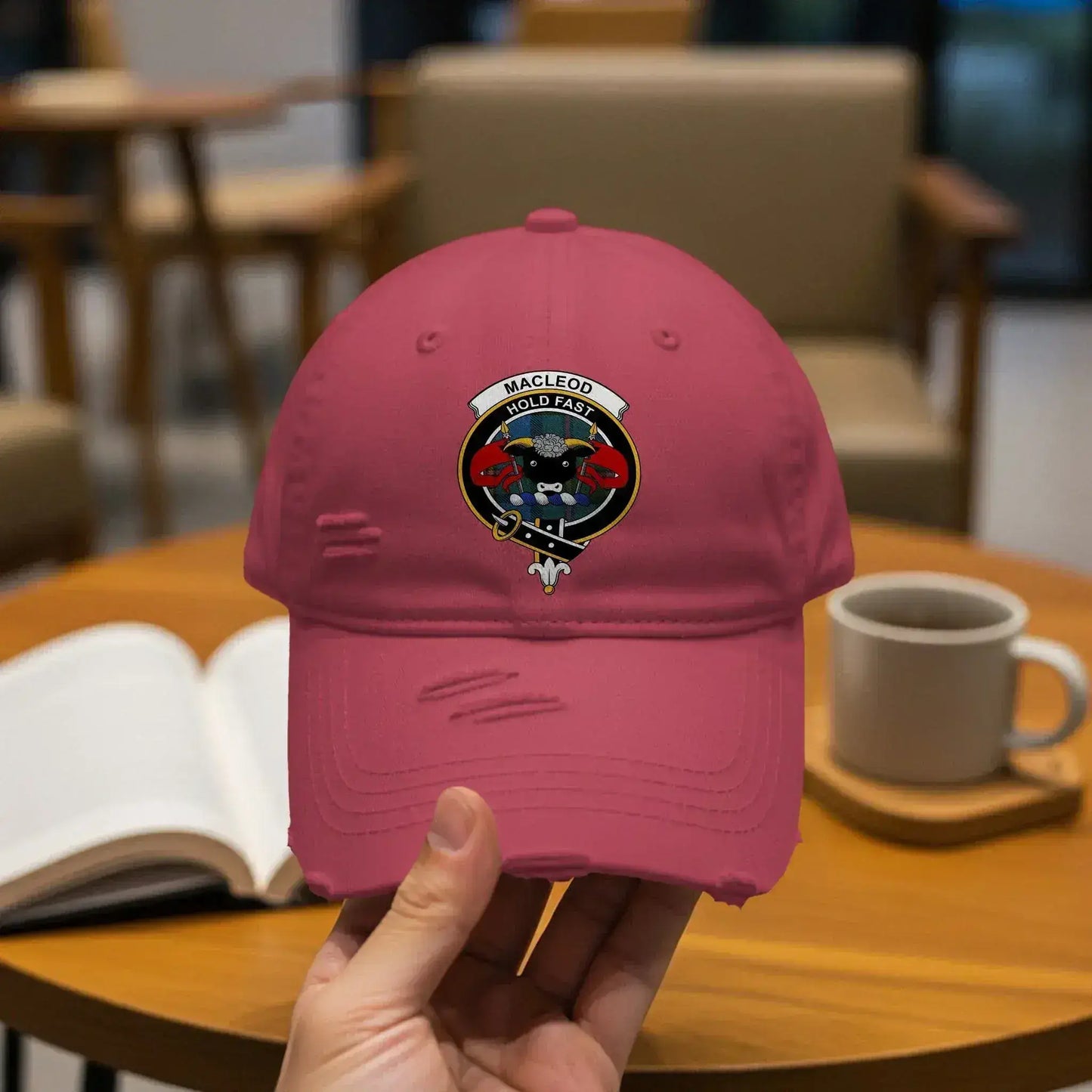 Distressed Red Cap with Unique Patch Design product