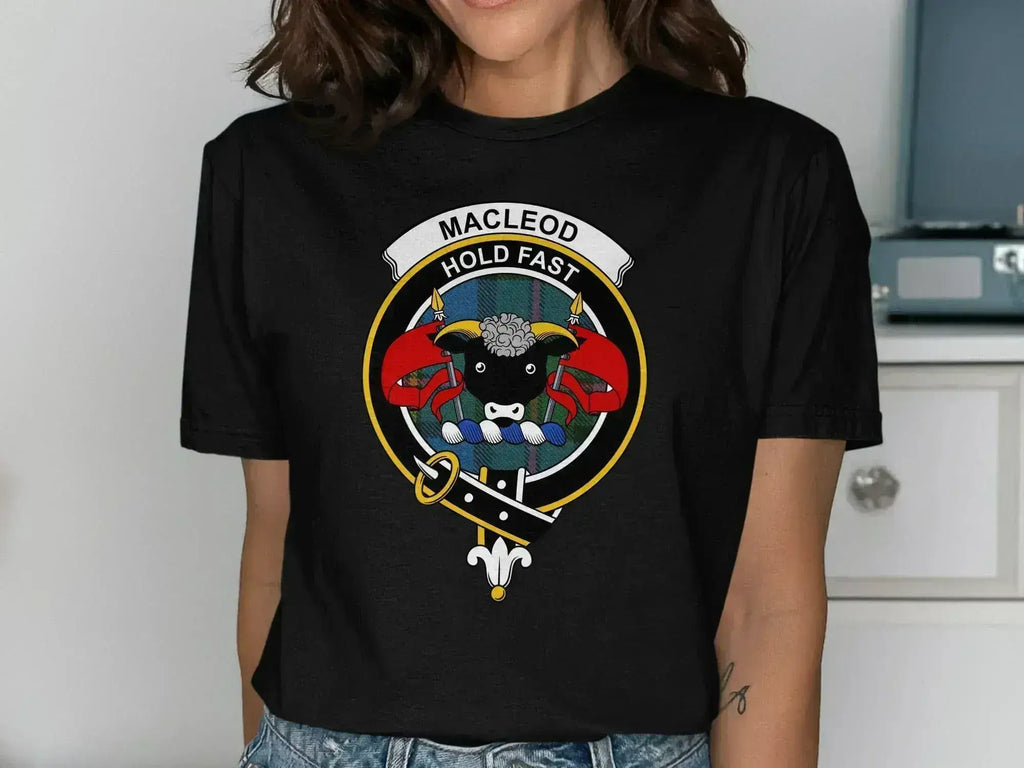 MacLeod Hold Fast clan emblem t-shirt — heraldic design on 100% cotton