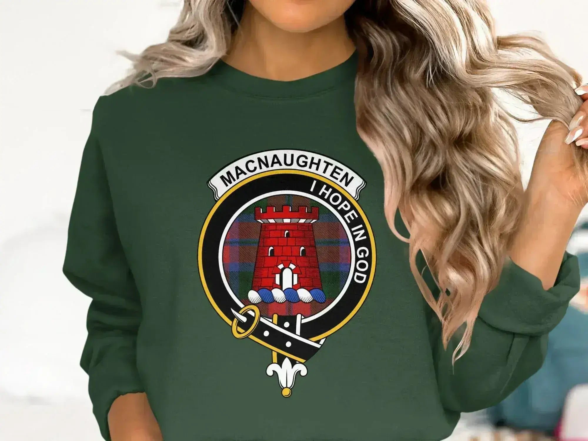 Clan Macnaughten Crest Graphic Green Sweater