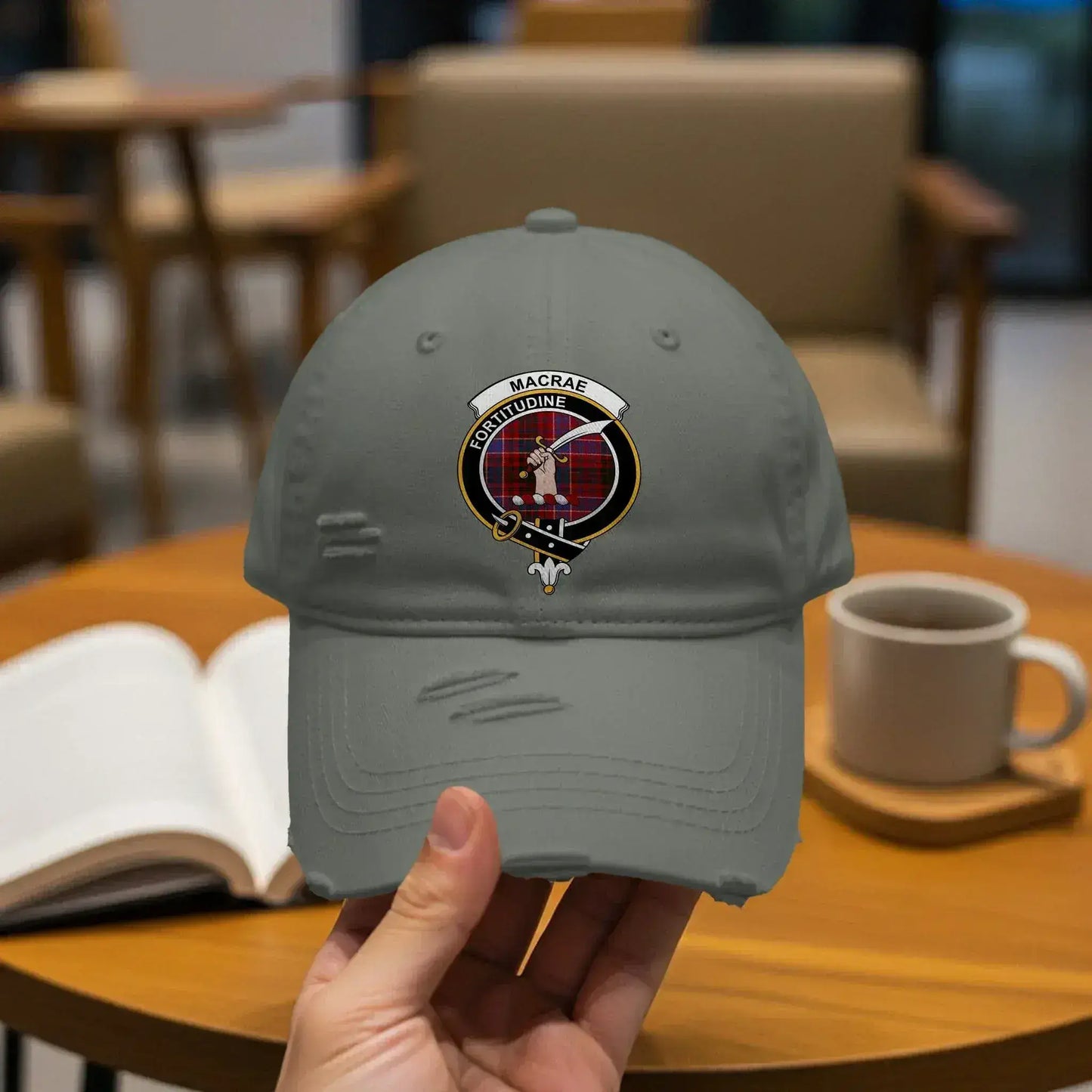 MacRae Scottish Clan Crest Grey Cap product type