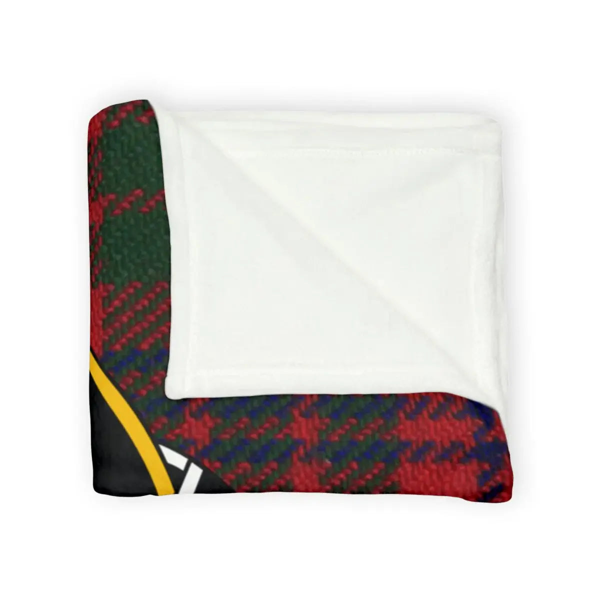 MacRae clan crest tartan throw in red and green clan colours — 50x60 inch lightweight polyester
