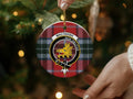 Clan MacTavish tartan Christmas ornament — clan crest on 3-inch ceramic, gold string included