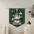 Madock Irish family crest wall pennant — crest on the Irish national tartan
