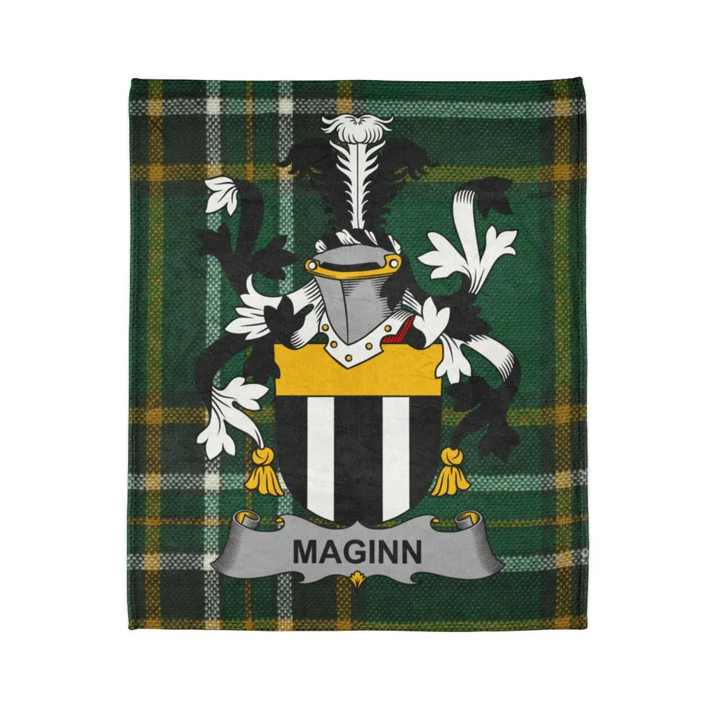 Custom Maginn Family Crest Tartan Blanket