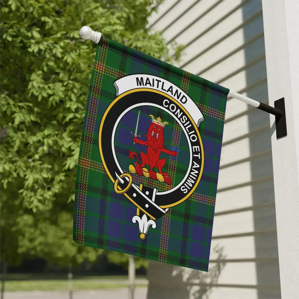 Clan Maitland tartan garden flag — Scottish clan crest on poly poplin-canvas, outdoor display