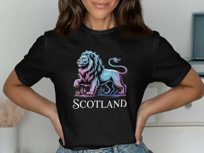 Majestic Lion with Scotland Text on Black T-Shirt product