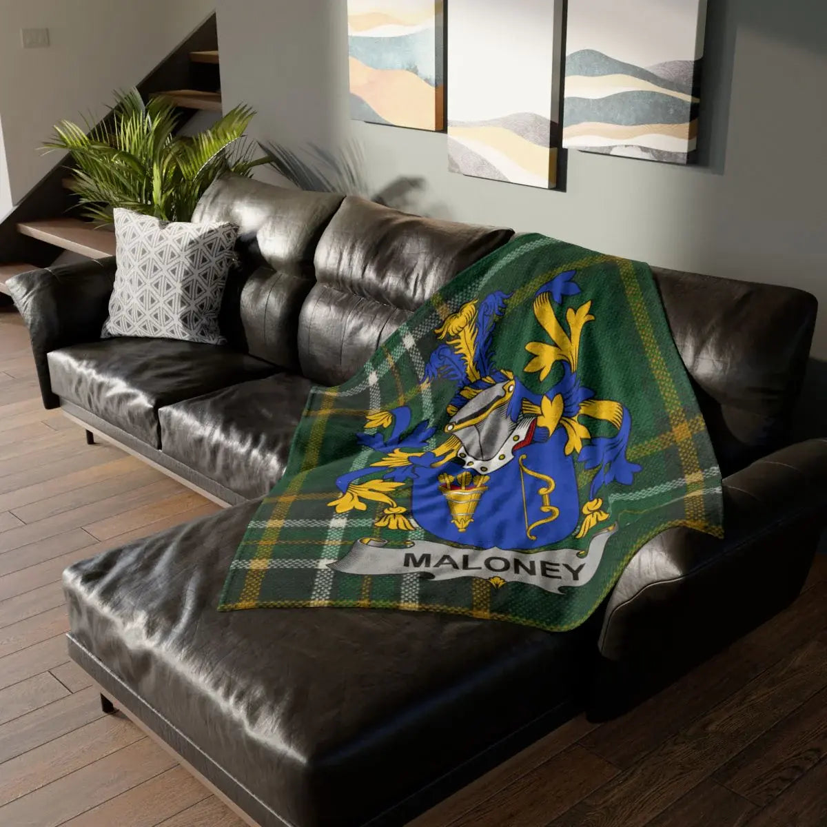 Maloney Family Crest Decorative Couch Blanket