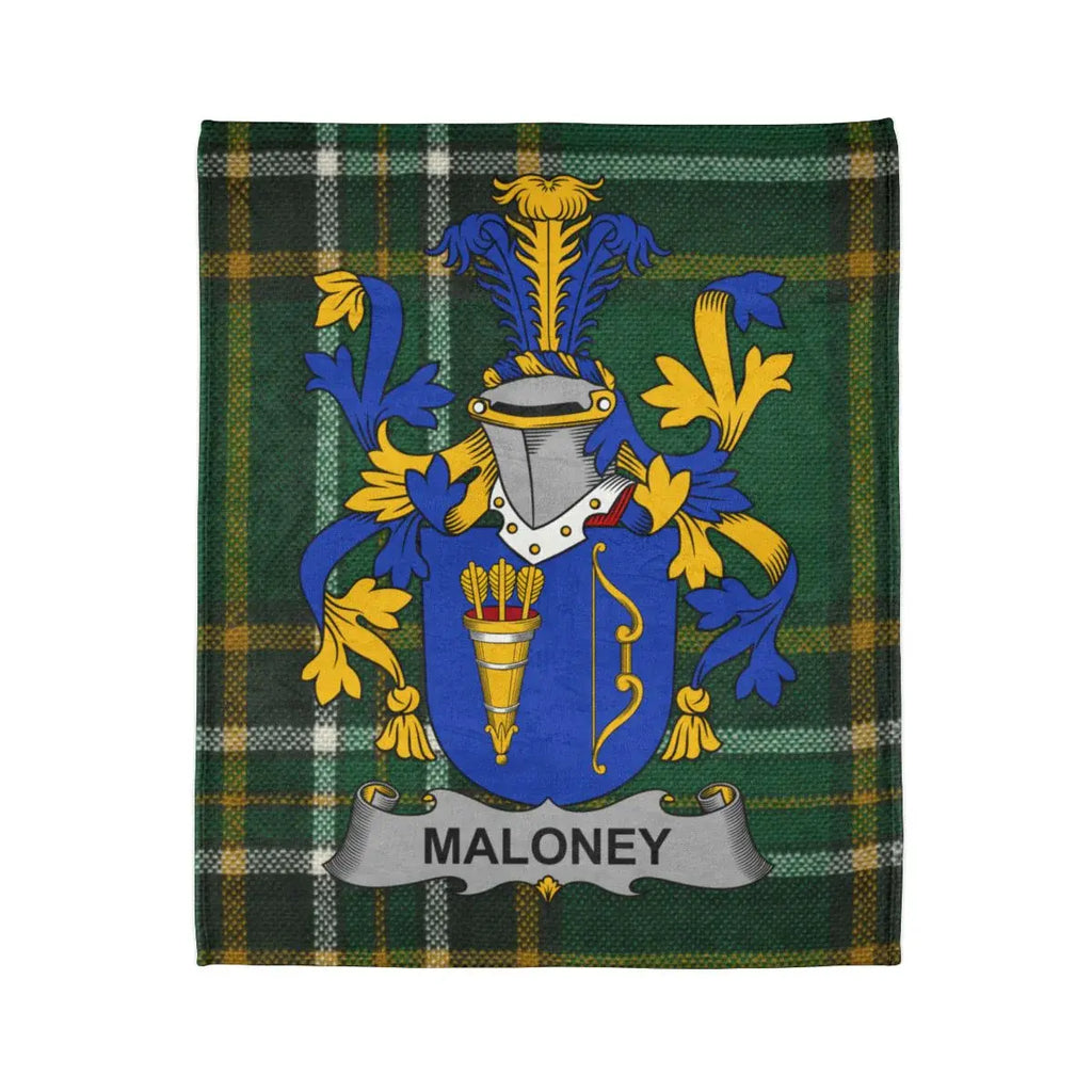 Maloney Coat of Arms with Tartan Custom Blanket
