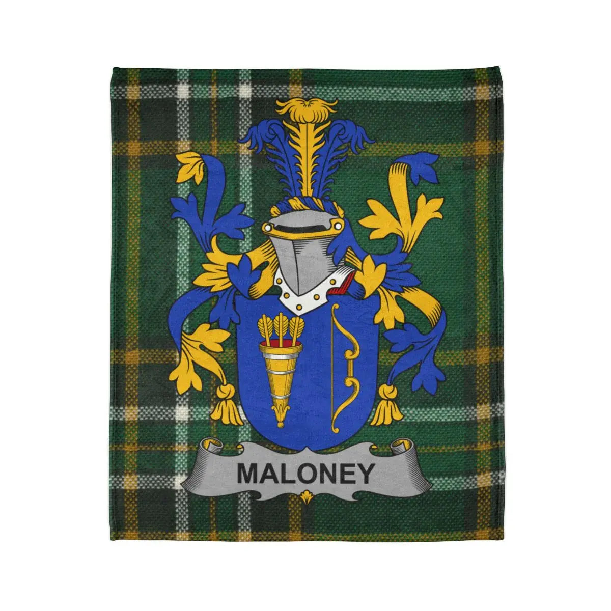 Maloney Coat of Arms with Tartan Custom Blanket