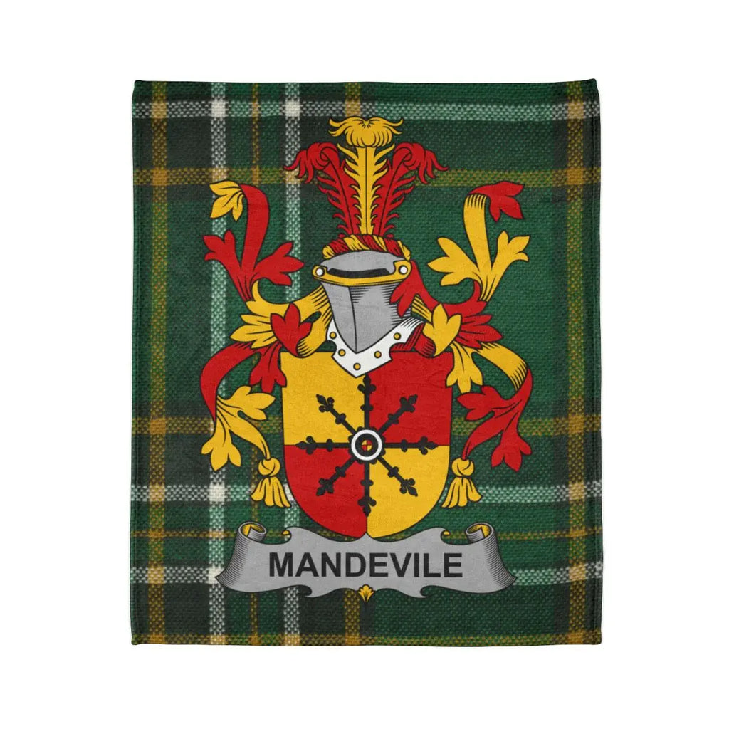 Mandevile Family Crest Tartan Pattern Shield Blanket