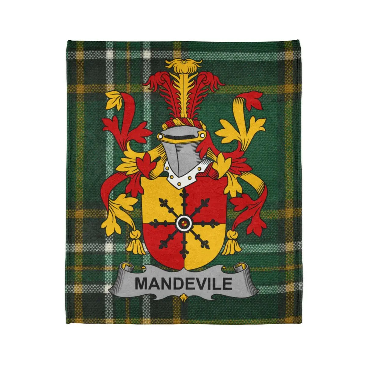 Mandevile Family Crest Tartan Pattern Shield Blanket