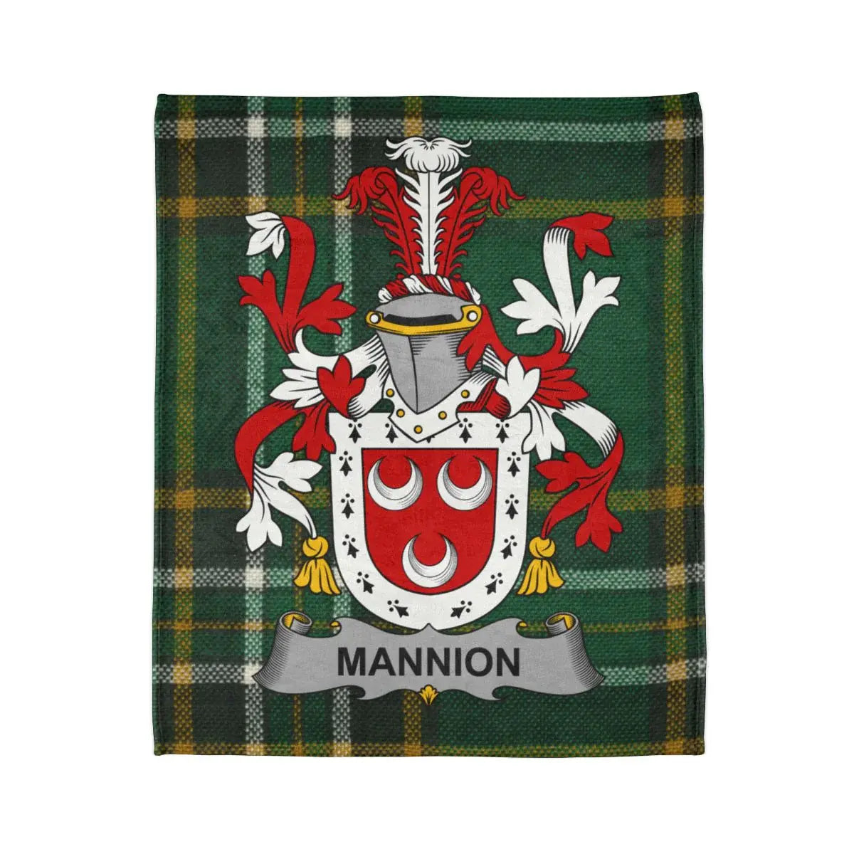 Mannion Family Crest Plaid Blanket Gift for Home Decor