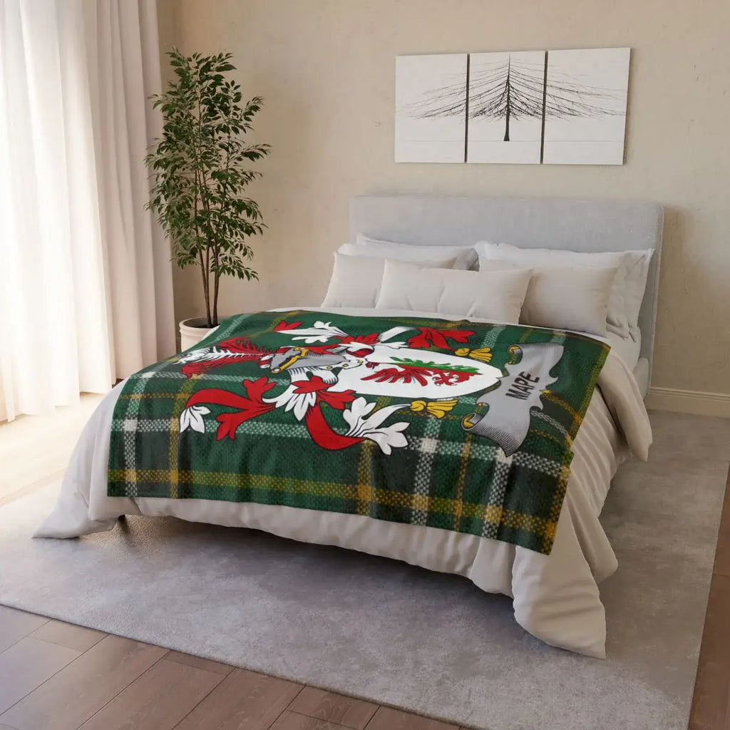 Bold Colorful Plaid Design with Family Crest Blanket