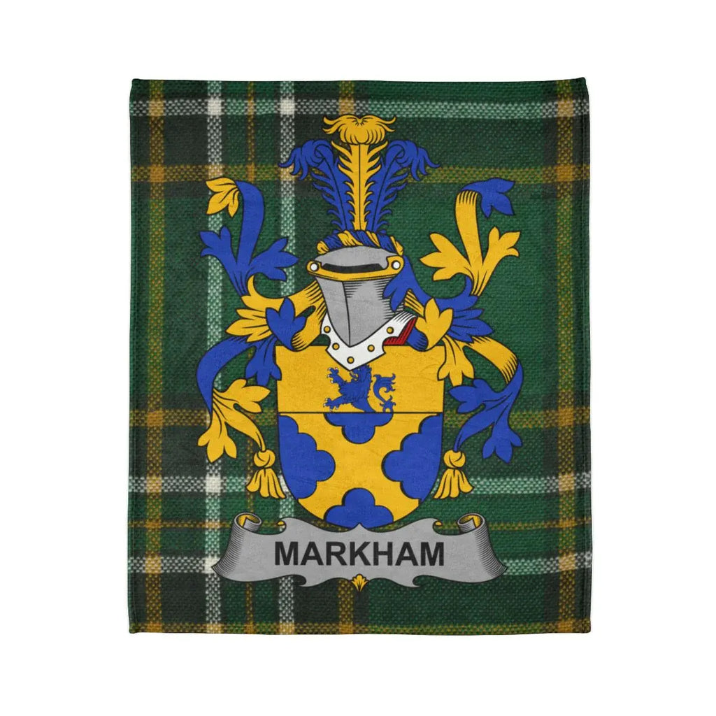 Markham Family Crest Plaid Background Blanket