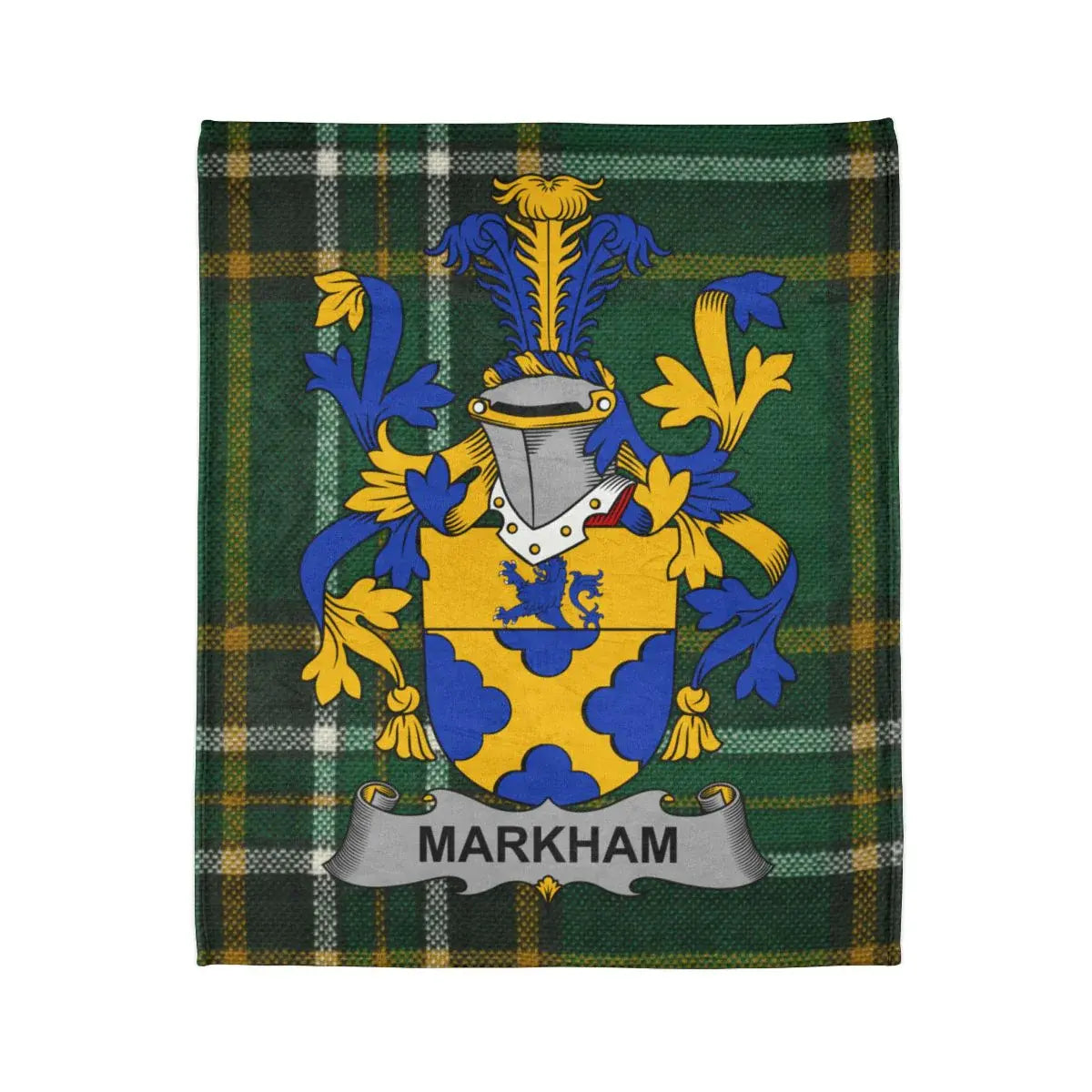 Markham Family Crest Plaid Background Blanket