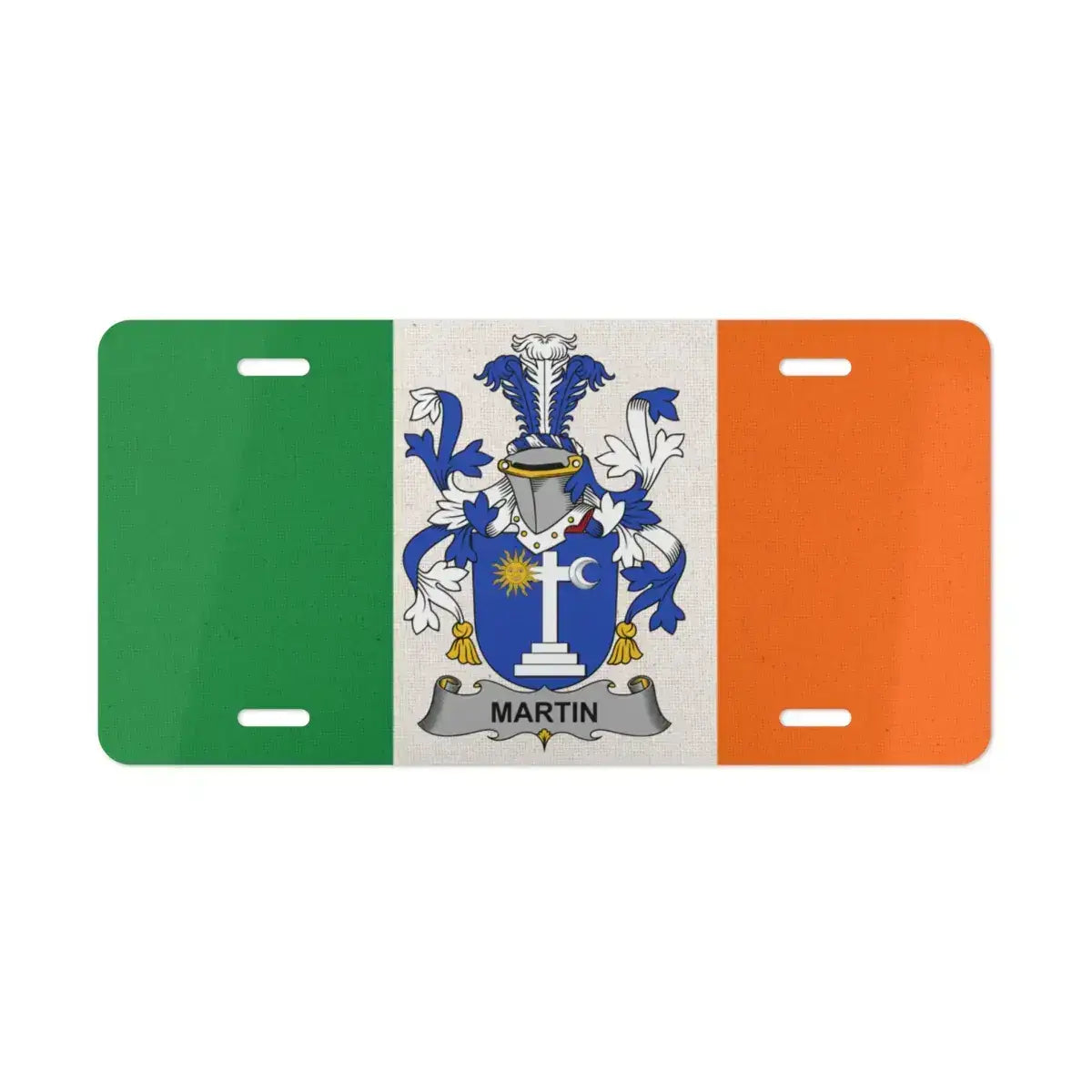 Martin Family Coat of Arms on Irish Flag Product Type