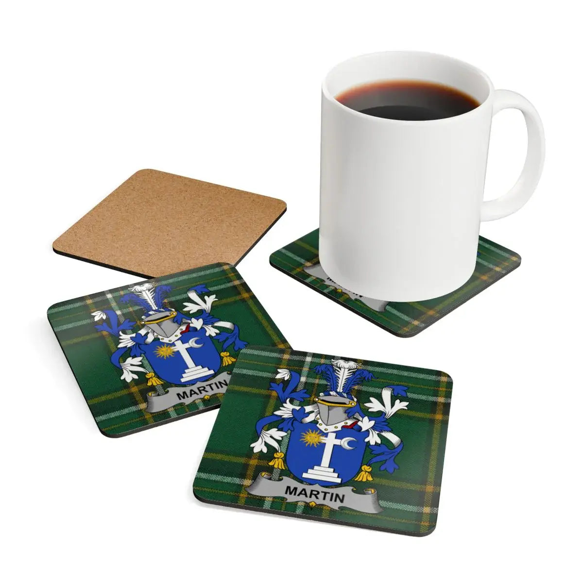 Martin Family Crest Square Cork Coaster Set product