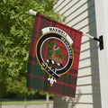 Maxwell Reviresco tartan background garden flag with stag crest — 12x18 inch poly poplin-canvas outdoor display