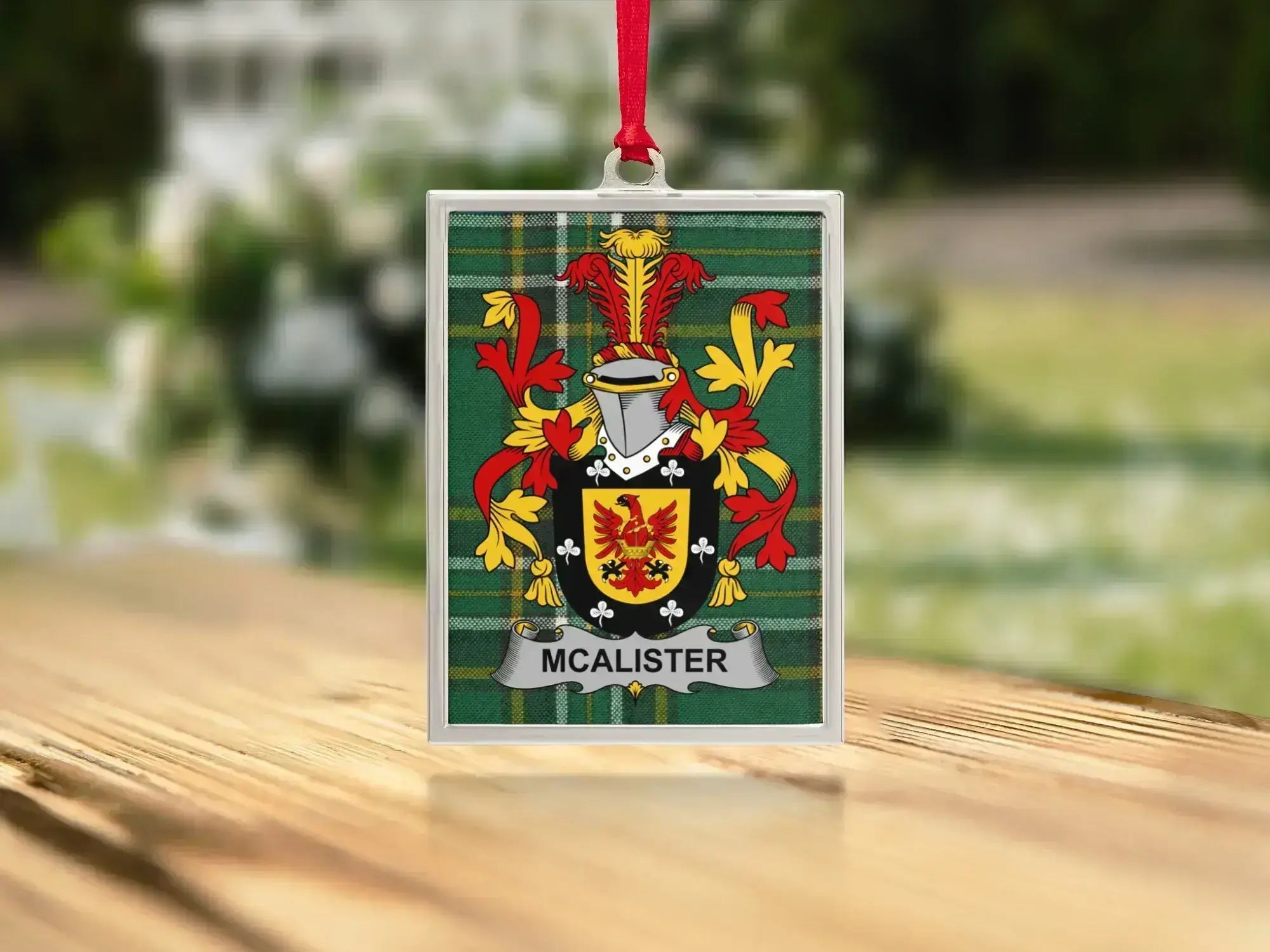 McAlister Irish family crest Christmas ornament — keepsake for the tree