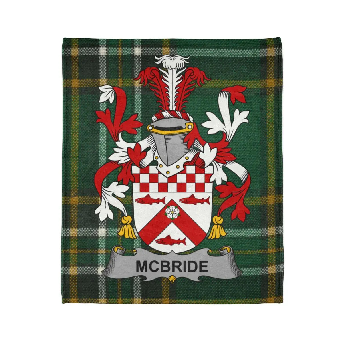 McBride Family Crest on Tartan Background Blanket