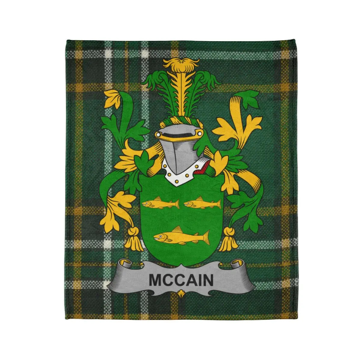McCain Family Crest Plaid Blanket Medieval Theme