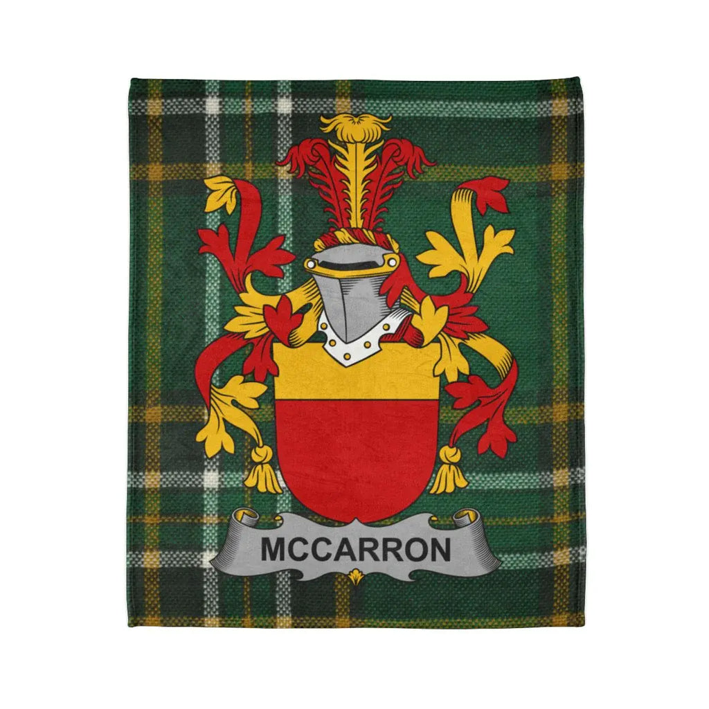 McCarron Family Crest Tartan Plaid Blanket Product