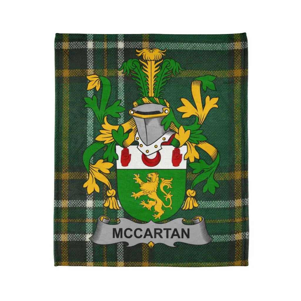 McCartan Tartan Plaid Blanket with Family Crest Design